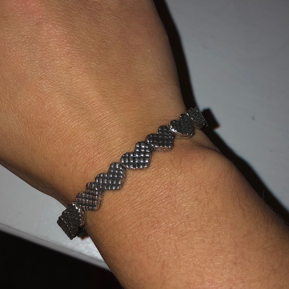 Alex and ani silver heart beaded bangle bracelet